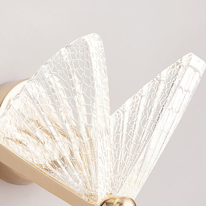 Modern Luxury Butterfly Acrylic Lampshade Iron LED Wall Sconce Lamp For Living Room