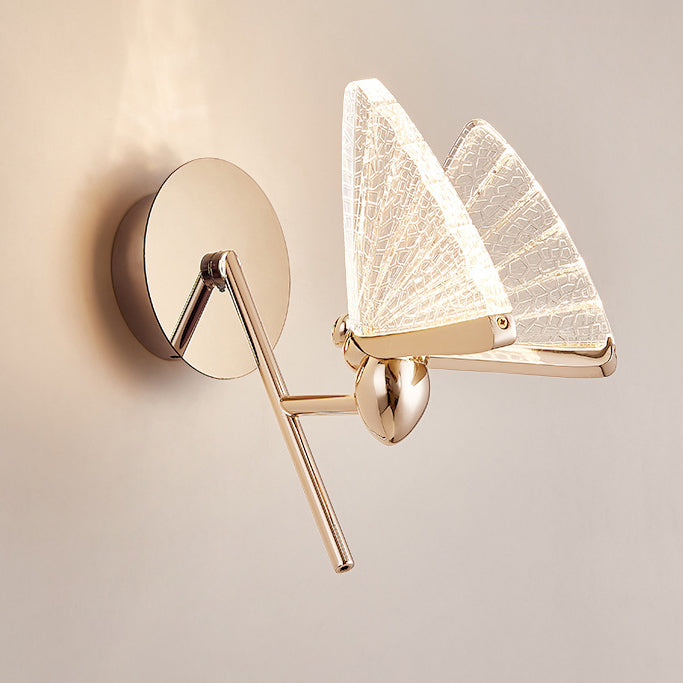 Modern Luxury Butterfly Acrylic Lampshade Iron LED Wall Sconce Lamp For Living Room
