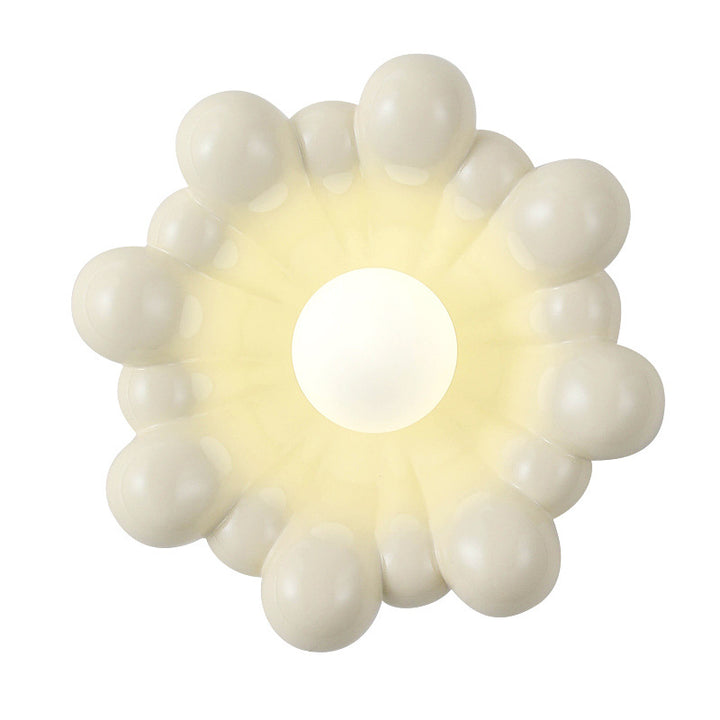 Applique murale contemporaine en résine de forme florale crème nordique avec abat-jour en verre 1 - lampe pour salon 