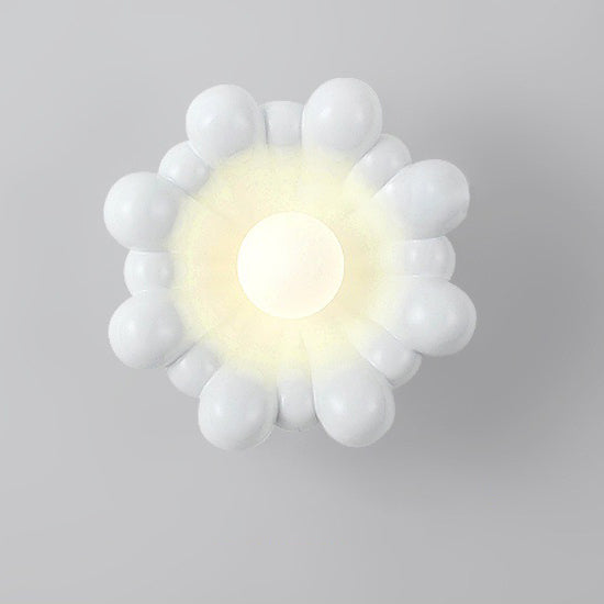 Applique murale contemporaine en résine de forme florale crème nordique avec abat-jour en verre 1 - lampe pour salon 