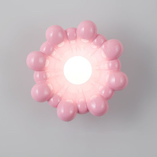 Applique murale contemporaine en résine de forme florale crème nordique avec abat-jour en verre 1 - lampe pour salon 