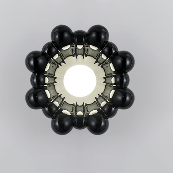 Applique murale contemporaine en résine de forme florale crème nordique avec abat-jour en verre 1 - lampe pour salon 