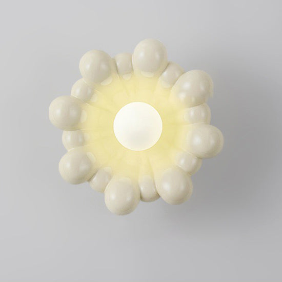 Applique murale contemporaine en résine de forme florale crème nordique avec abat-jour en verre 1 - lampe pour salon 