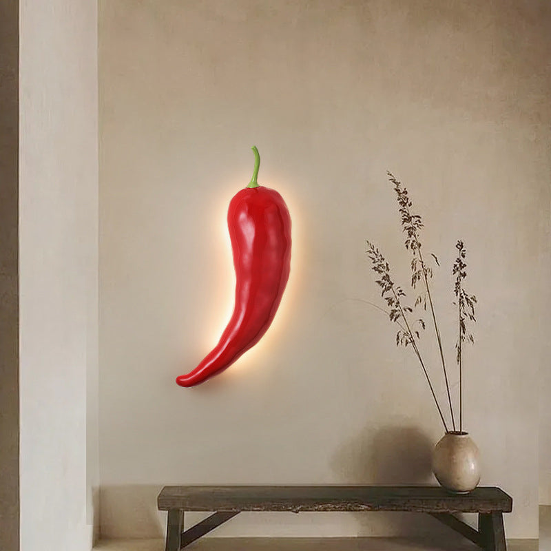 Applique murale LED en verre de résine chili créative contemporaine pour salle à manger 