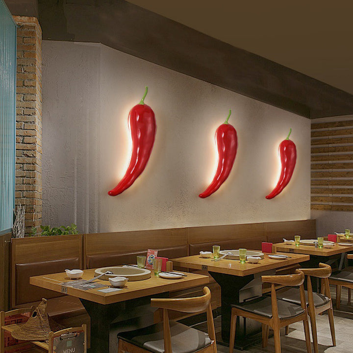 Applique murale LED en verre de résine chili créative contemporaine pour salle à manger 