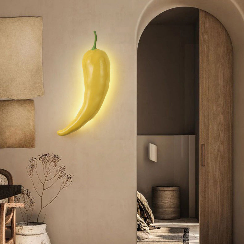 Applique murale LED en verre de résine chili créative contemporaine pour salle à manger 