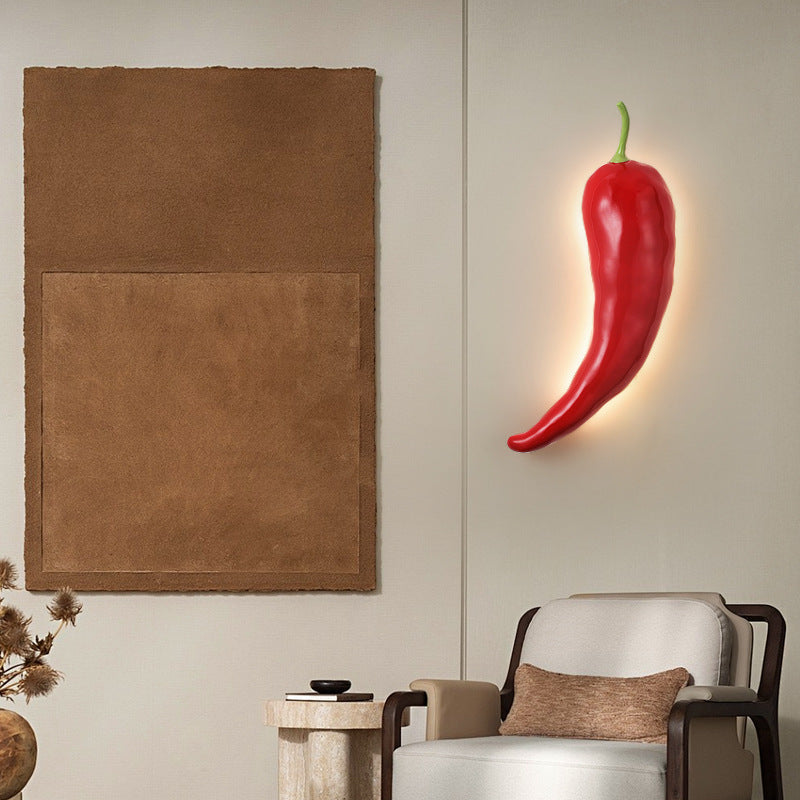 Applique murale LED en verre de résine chili créative contemporaine pour salle à manger 