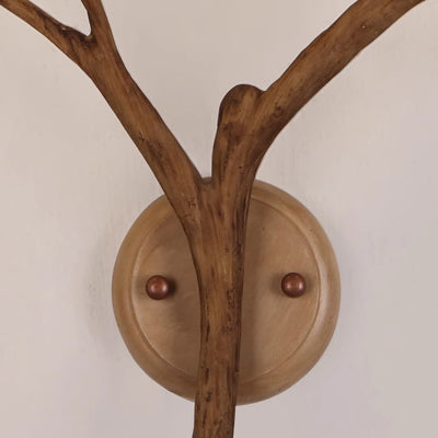 Traditional Japanese Branches Polymer Glass Lampshade 4 - Light Wall Sconce Lamp For Bedroom