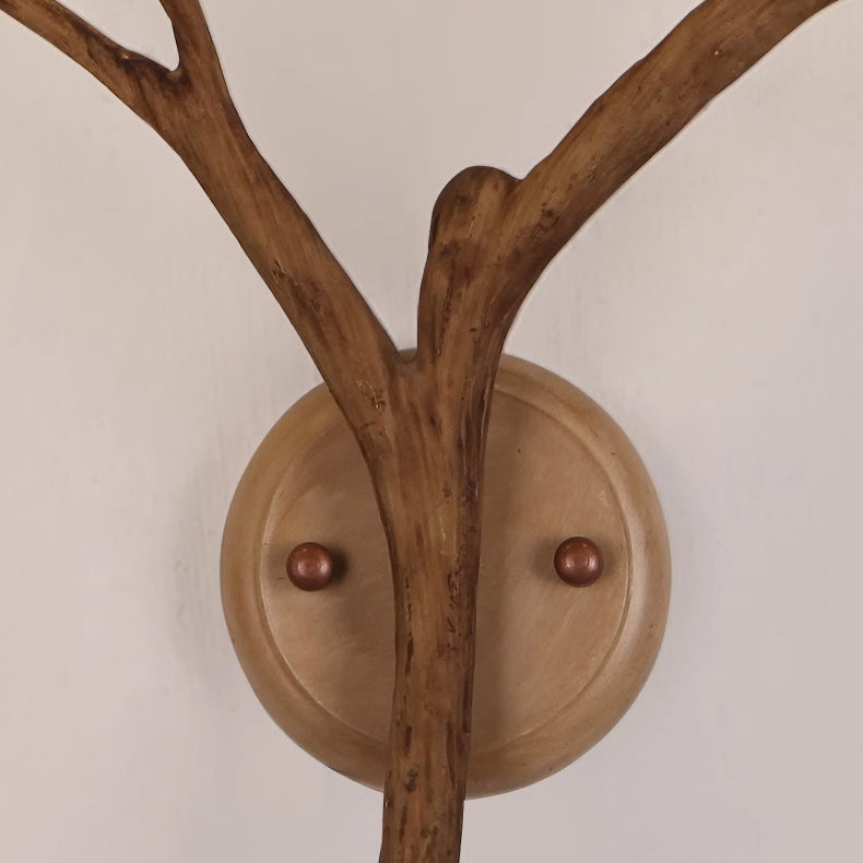 Traditional Japanese Branches Polymer Glass Lampshade 4 - Light Wall Sconce Lamp For Bedroom