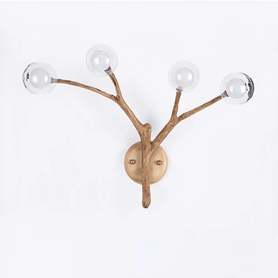 Traditional Japanese Branches Polymer Glass Lampshade 4 - Light Wall Sconce Lamp For Bedroom