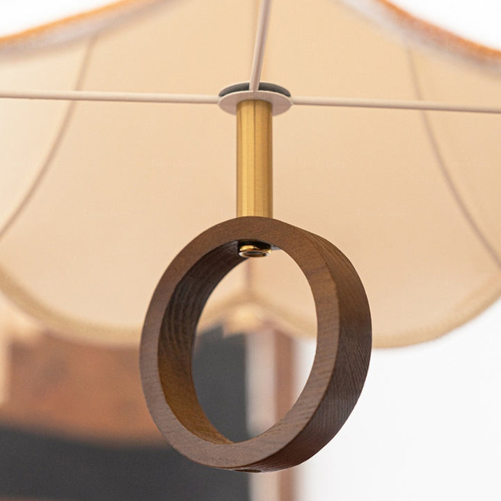 Traditional French Petal Shape Fabric Lampshade Hardware Wood  1 - Light Pendant Light For Dining Room