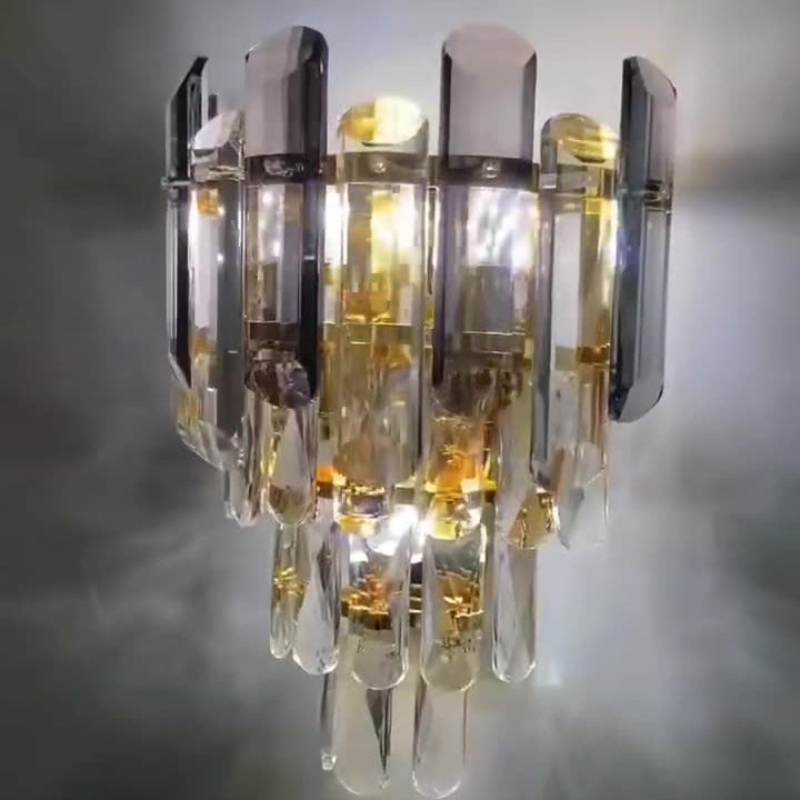 Modern Luxury Crystal Stainless Steel Lampshade 2 - Light Wall Sconce Lamp For Living Room