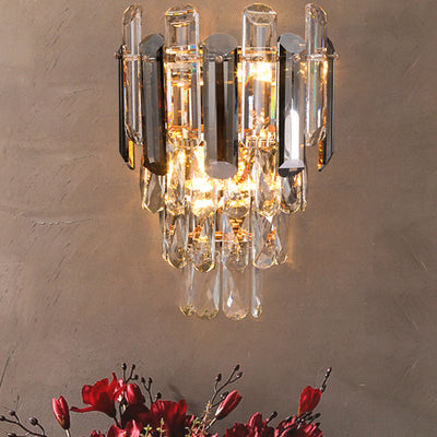 Modern Luxury Crystal Stainless Steel Lampshade 2 - Light Wall Sconce Lamp For Living Room