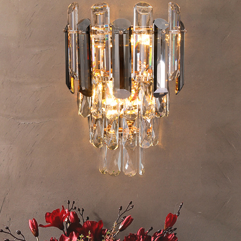 Modern Luxury Crystal Stainless Steel Lampshade 2 - Light Wall Sconce Lamp For Living Room