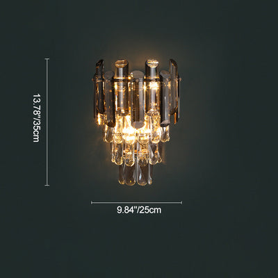 Modern Luxury Crystal Stainless Steel Lampshade 2 - Light Wall Sconce Lamp For Living Room