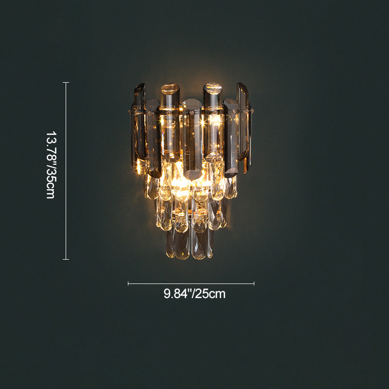 Modern Luxury Crystal Stainless Steel Lampshade 2 - Light Wall Sconce Lamp For Living Room