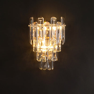 Modern Luxury Crystal Stainless Steel Lampshade 2 - Light Wall Sconce Lamp For Living Room