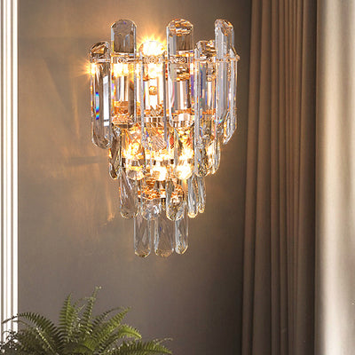 Modern Luxury Crystal Stainless Steel Lampshade 2 - Light Wall Sconce Lamp For Living Room