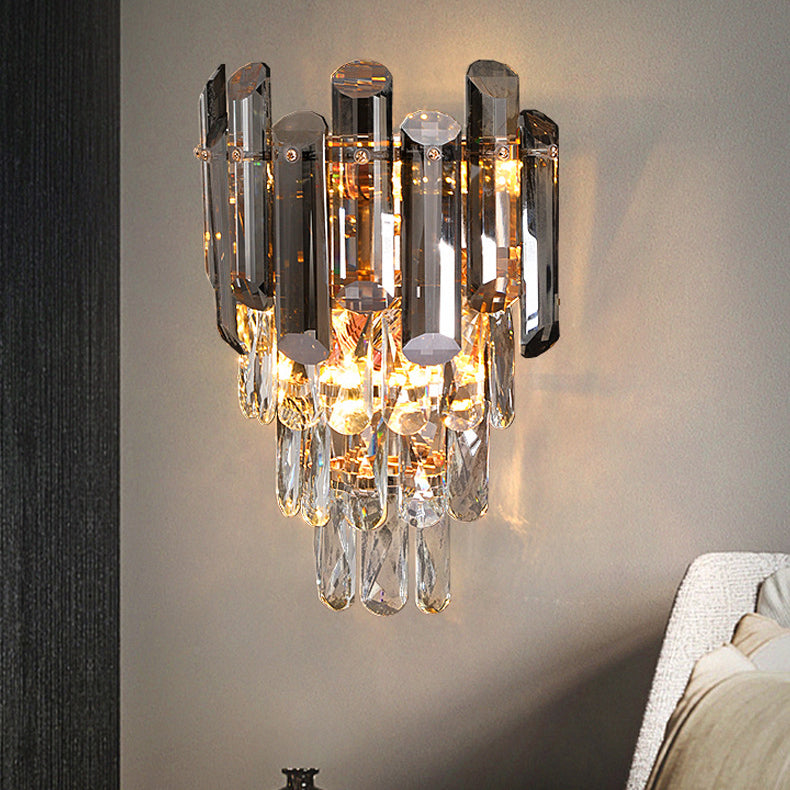 Modern Luxury Crystal Stainless Steel Lampshade 2 - Light Wall Sconce Lamp For Living Room