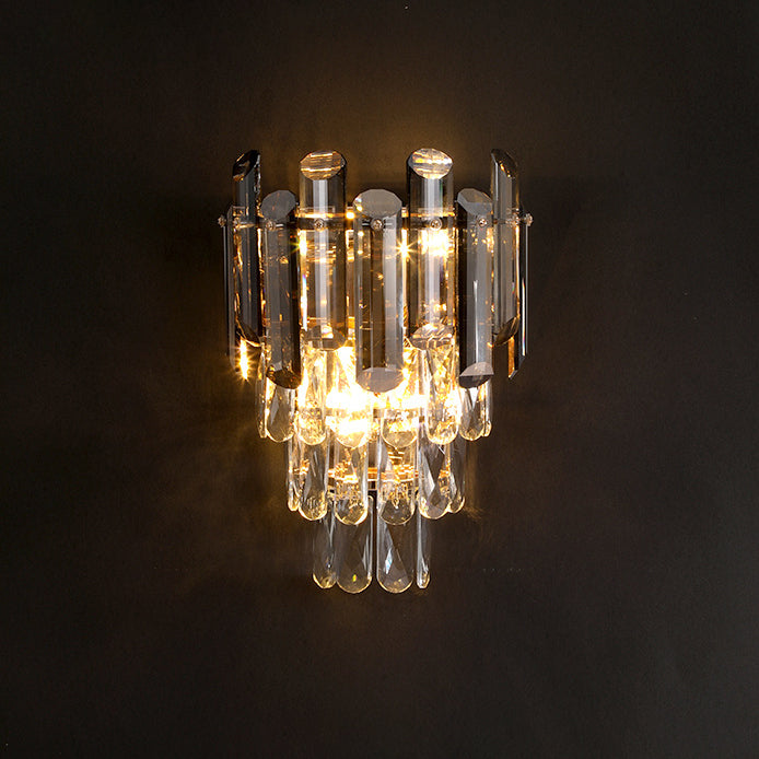 Modern Luxury Crystal Stainless Steel Lampshade 2 - Light Wall Sconce Lamp For Living Room