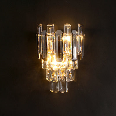 Modern Luxury Crystal Stainless Steel Lampshade 2 - Light Wall Sconce Lamp For Living Room