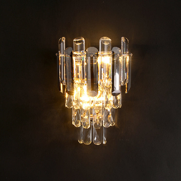 Modern Luxury Crystal Stainless Steel Lampshade 2 - Light Wall Sconce Lamp For Living Room