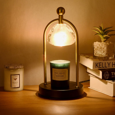 Contemporary Scandinavian Conical Crystal Lampshade Iron Base 1 - Light Melting Wax Table Lamp For Bedroom