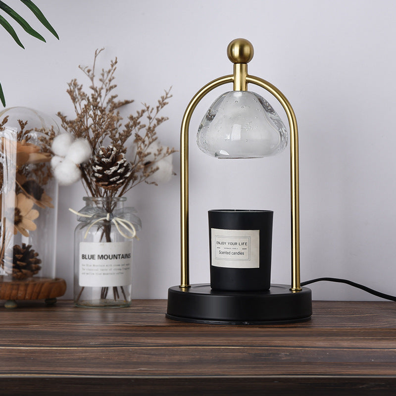 Contemporary Scandinavian Conical Crystal Lampshade Iron Base 1 - Light Melting Wax Table Lamp For Bedroom