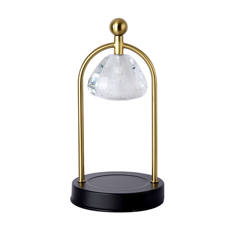 Contemporary Scandinavian Conical Crystal Lampshade Iron Base 1 - Light Melting Wax Table Lamp For Bedroom