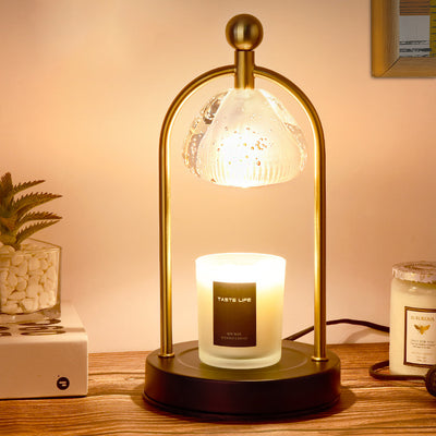 Contemporary Scandinavian Conical Crystal Lampshade Iron Base 1 - Light Melting Wax Table Lamp For Bedroom