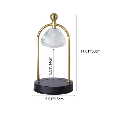 Contemporary Scandinavian Conical Crystal Lampshade Iron Base 1 - Light Melting Wax Table Lamp For Bedroom