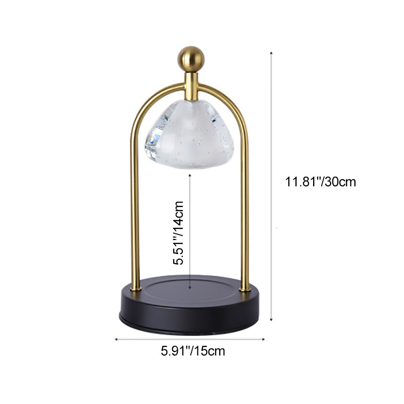 Contemporary Scandinavian Conical Crystal Lampshade Iron Base 1 - Light Melting Wax Table Lamp For Bedroom