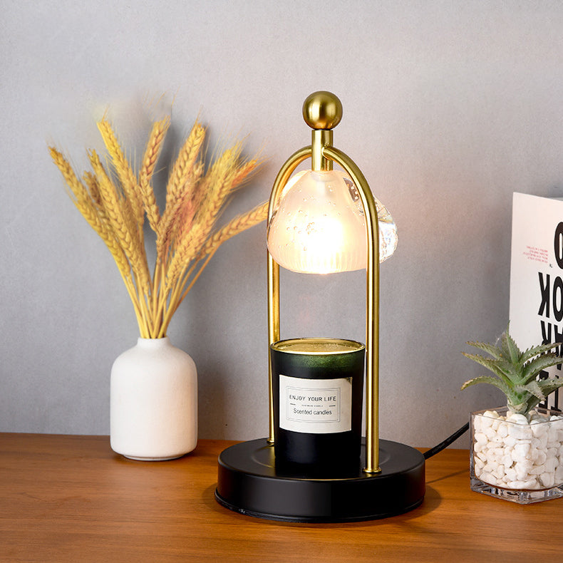 Contemporary Scandinavian Conical Crystal Lampshade Iron Base 1 - Light Melting Wax Table Lamp For Bedroom