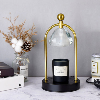 Contemporary Scandinavian Conical Crystal Lampshade Iron Base 1 - Light Melting Wax Table Lamp For Bedroom