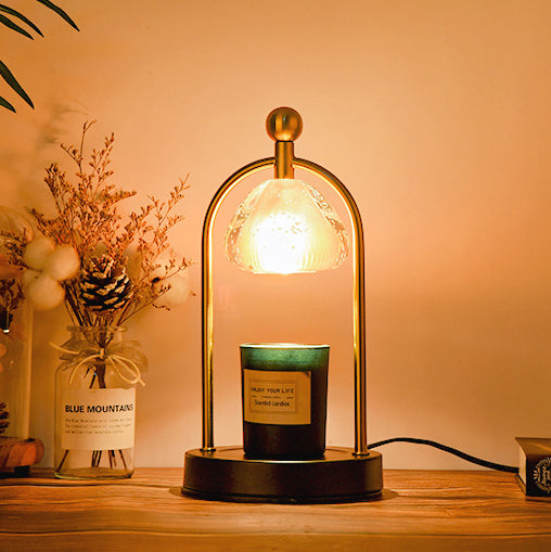 Contemporary Scandinavian Conical Crystal Lampshade Iron Base 1 - Light Melting Wax Table Lamp For Bedroom