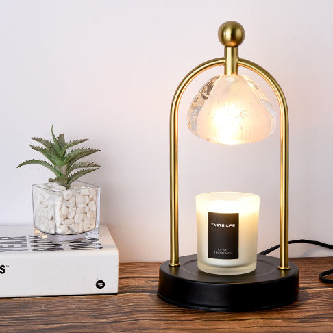Contemporary Scandinavian Conical Crystal Lampshade Iron Base 1 - Light Melting Wax Table Lamp For Bedroom