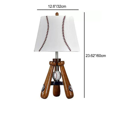 Contemporary Scandinavian Umbrella Shape Baseball Fabric Lampshade Resin Base 1 - Light Table Lamp For Living Room