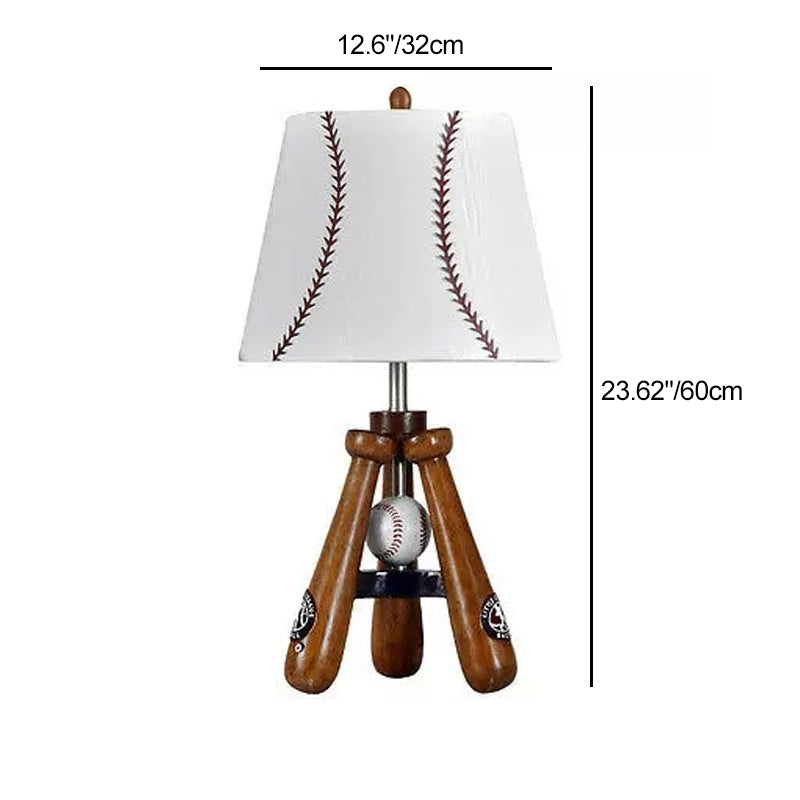 Contemporary Scandinavian Umbrella Shape Baseball Fabric Lampshade Resin Base 1 - Light Table Lamp For Living Room