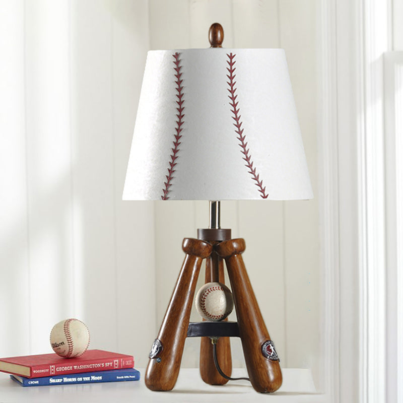 Contemporary Scandinavian Umbrella Shape Baseball Fabric Lampshade Resin Base 1 - Light Table Lamp For Living Room