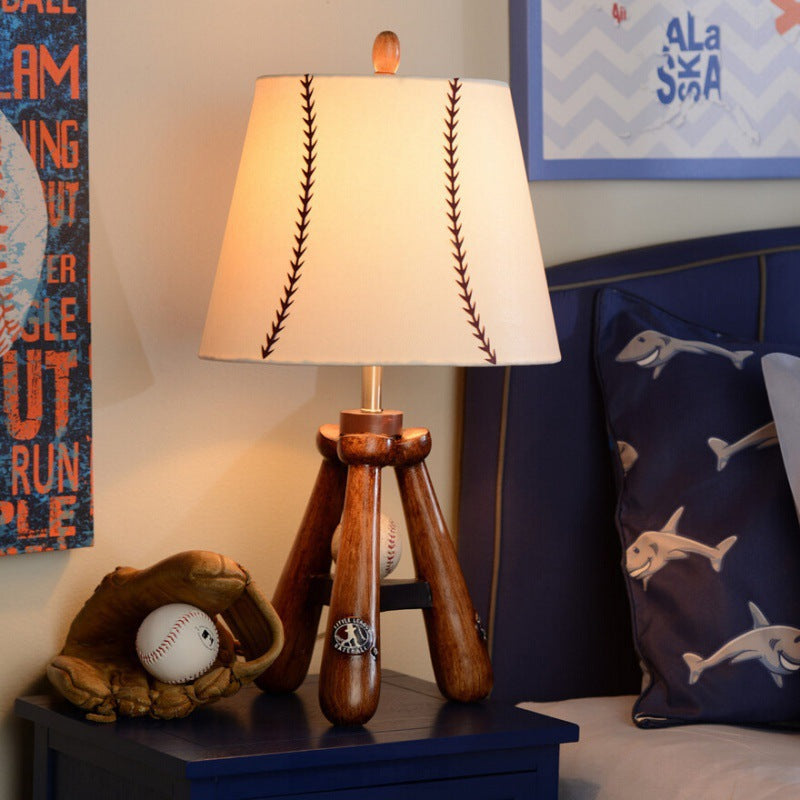Zeitgenössische skandinavische Regenschirmform Baseballstoff-Lampenschirm Harzbasis 1 - Licht Tischlampe für Wohnzimmer 
