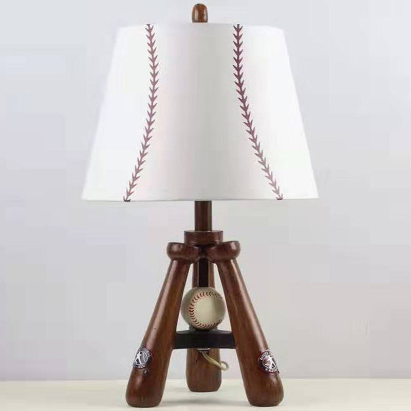 Zeitgenössische skandinavische Regenschirmform Baseballstoff-Lampenschirm Harzbasis 1 - Licht Tischlampe für Wohnzimmer 