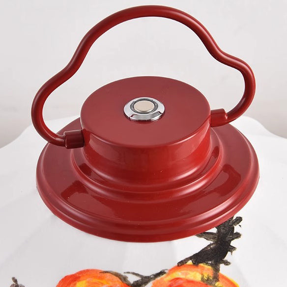 Lampe de table à 1 lumière en matériel avec abat-jour en imitation soie, poisson rouge rond traditionnel chinois, kaki portable, pour salon 