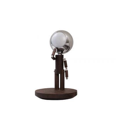 Lampshade en fer d'astronaute créatif contemporain avec base en bois et lampe de table LED pour chambre 