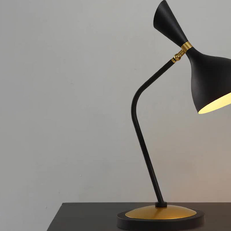 Contemporary Scandinavian Conical Iron Lampshade Round Base 1 - Light Table Lamp For Bedroom