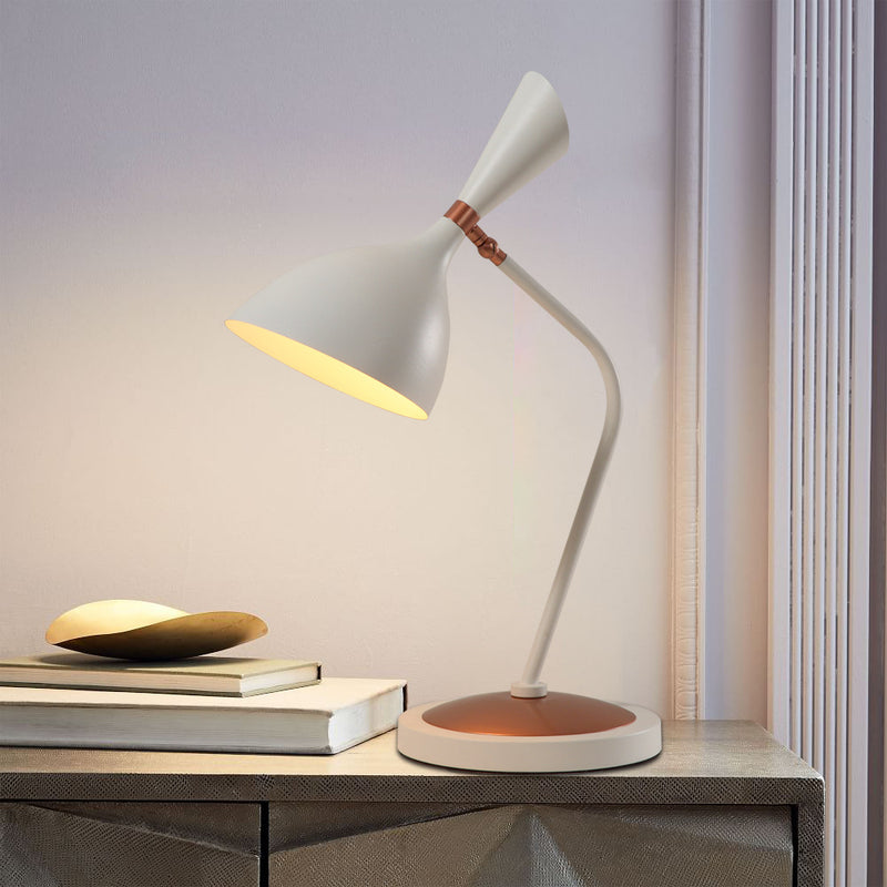 Contemporary Scandinavian Conical Iron Lampshade Round Base 1 - Light Table Lamp For Bedroom