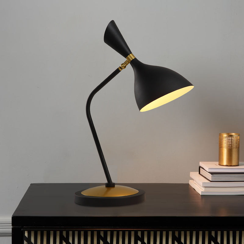 Contemporary Scandinavian Conical Iron Lampshade Round Base 1 - Light Table Lamp For Bedroom