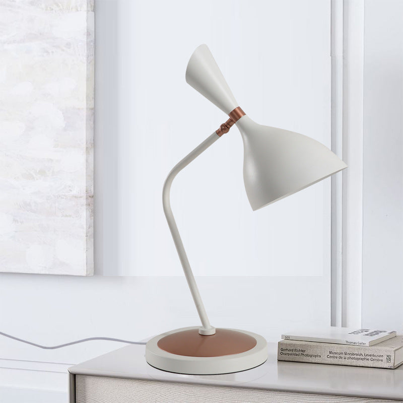 Contemporary Scandinavian Conical Iron Lampshade Round Base 1 - Light Table Lamp For Bedroom