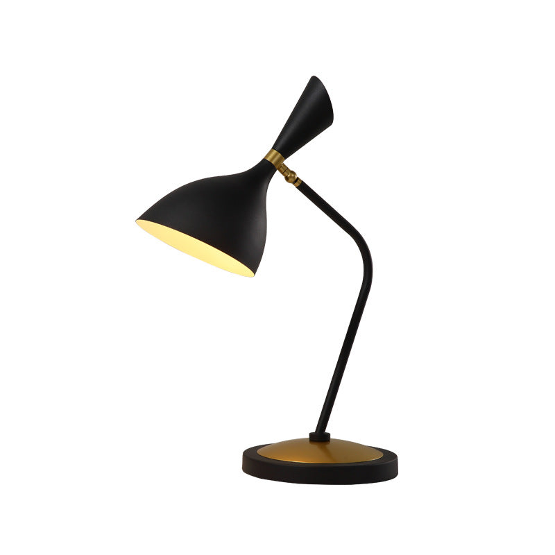 Contemporary Scandinavian Conical Iron Lampshade Round Base 1 - Light Table Lamp For Bedroom