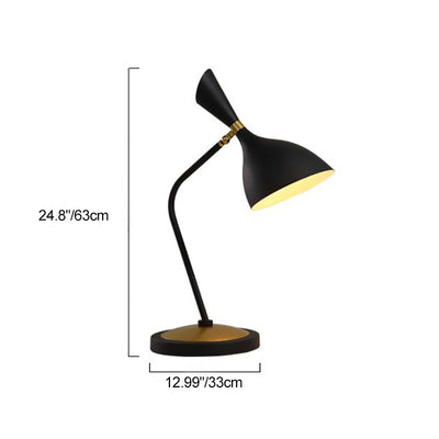 Contemporary Scandinavian Conical Iron Lampshade Round Base 1 - Light Table Lamp For Bedroom