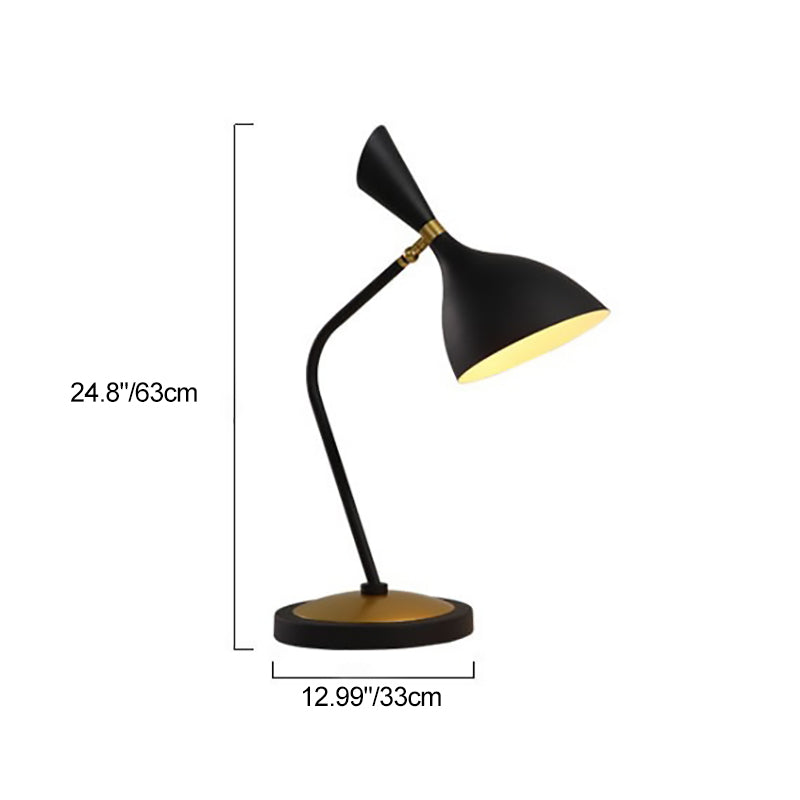 Contemporary Scandinavian Conical Iron Lampshade Round Base 1 - Light Table Lamp For Bedroom